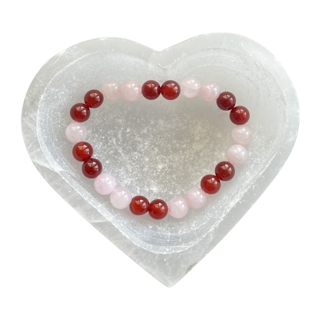 Carnelian & Rose Quartz Bead Bracelet
