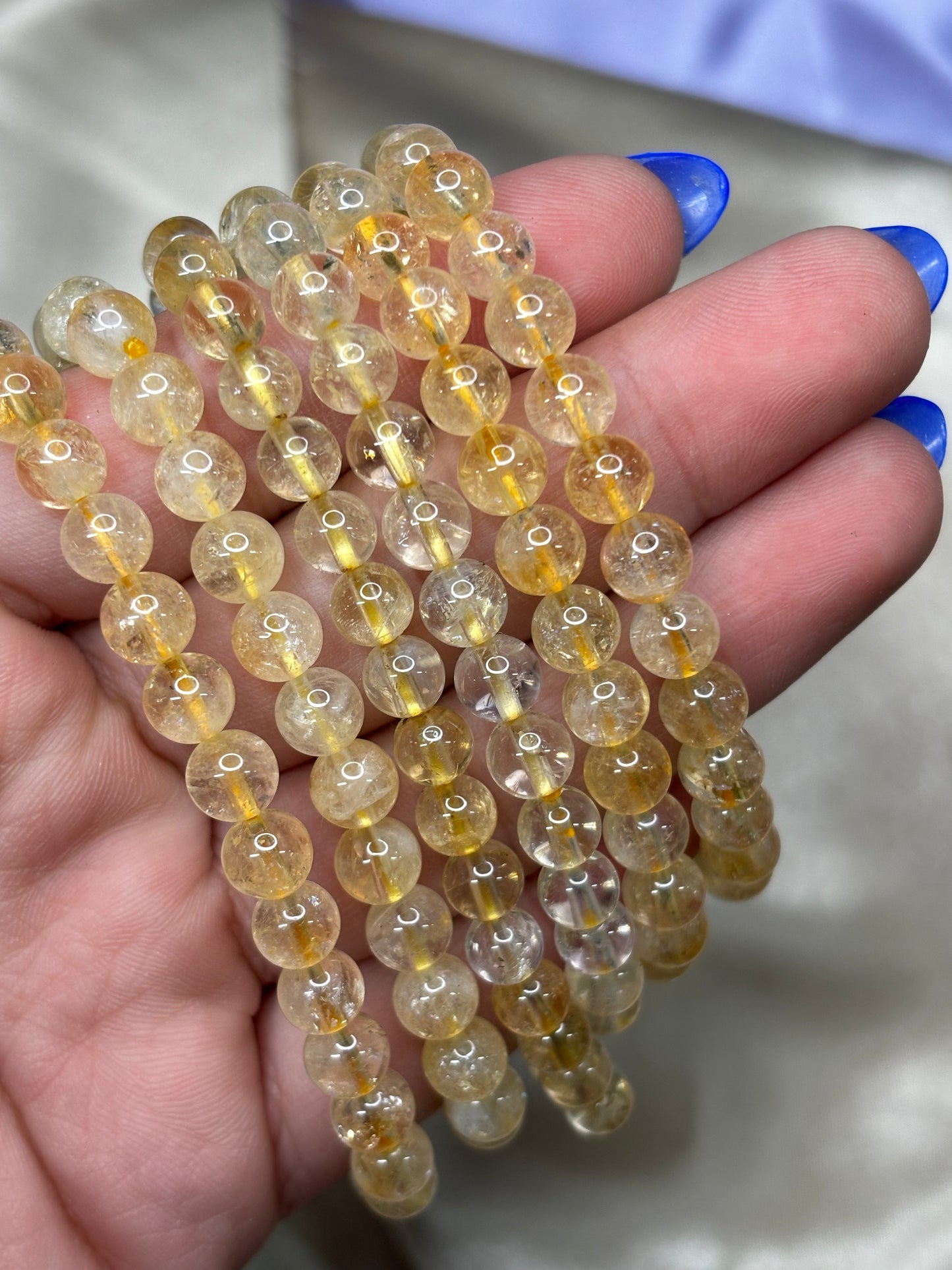 Golden Rutilated Quartz Bead Bracelet