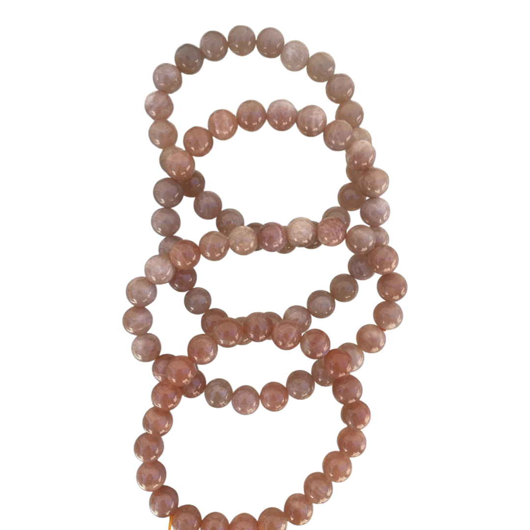 Peach Moonstone Bead Bracelet