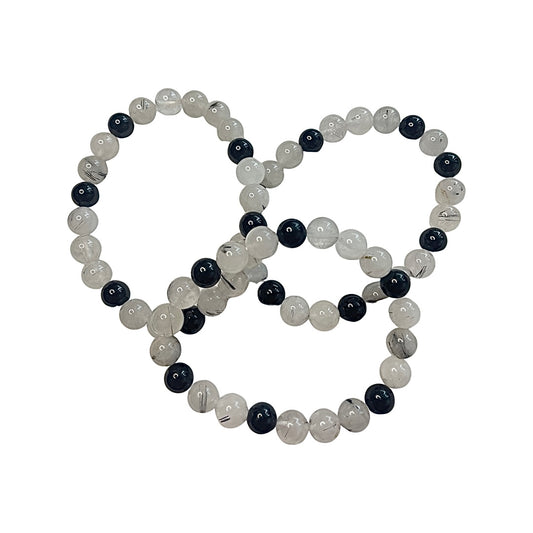 Tourmalinated Quartz Bead Bracelet