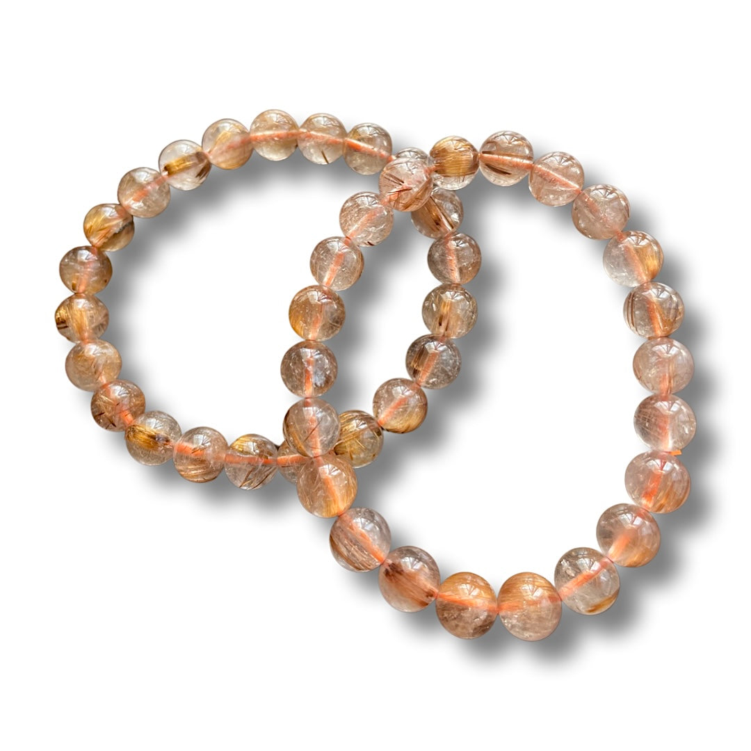 Golden Rutilated Quartz Bead Bracelet