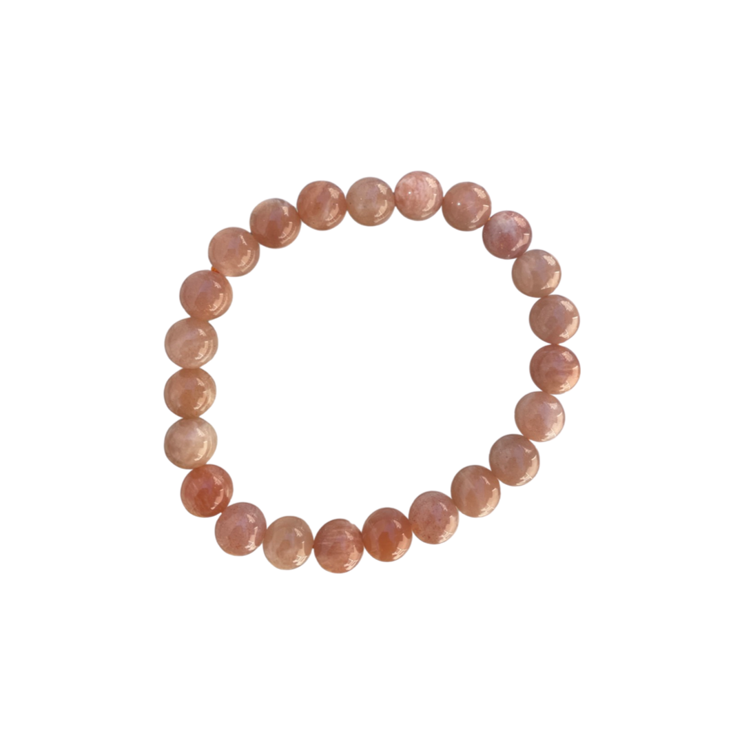 Peach Moonstone Bead Bracelet